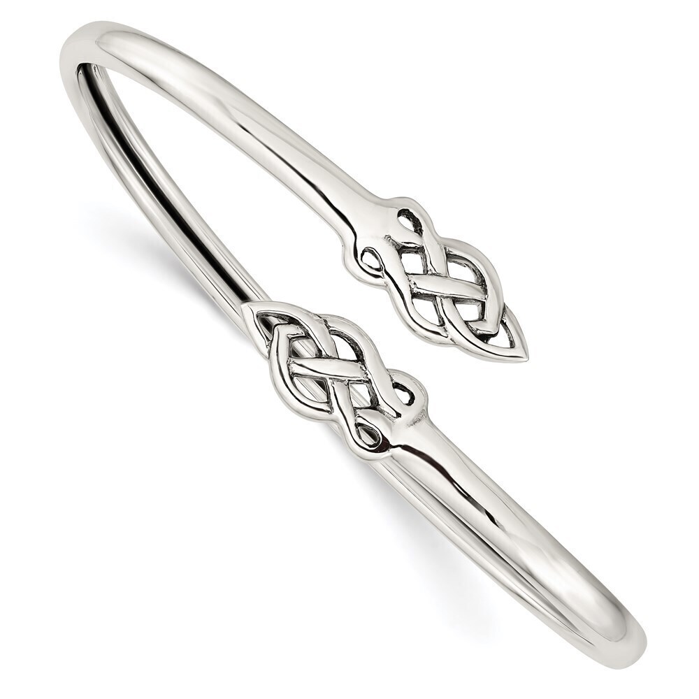 Kazi Luxury Sterling Silver Celtic Flexible Bangle Bracelet